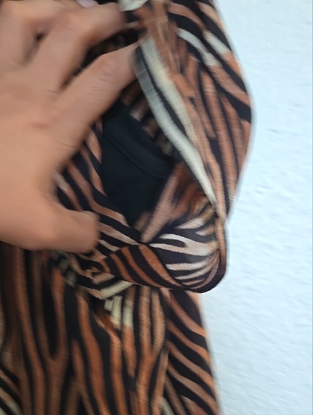 Multiples Black and Brown Mix Animal-Print Layered Hem Short Sleeve Tunic - Picture 11 of 12